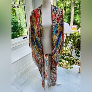 Multi color animal print kimono
